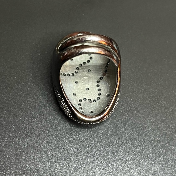 Rebecca of Italy Silver and Black Gold-Plated Bronze Ring w/ Cubic Zirconia - Picture 11 of 16